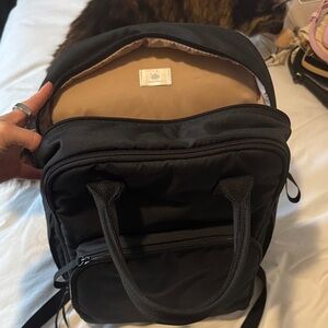 Cloud Island Black Diaper Bag Backpack with Tan Interior